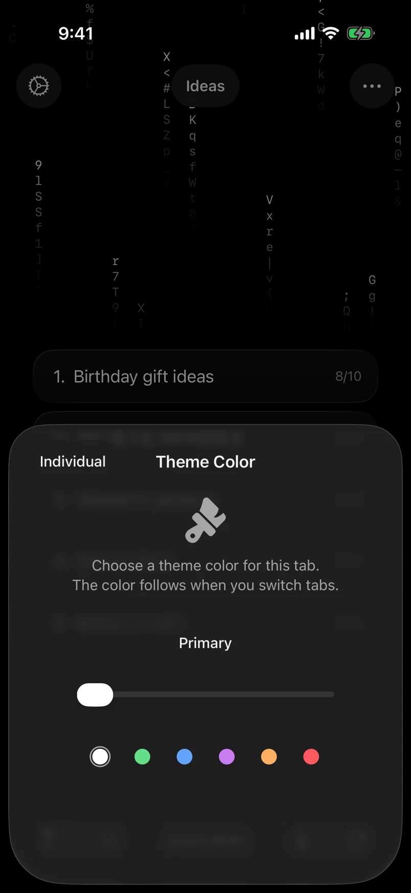 Flowen theme settings, dark