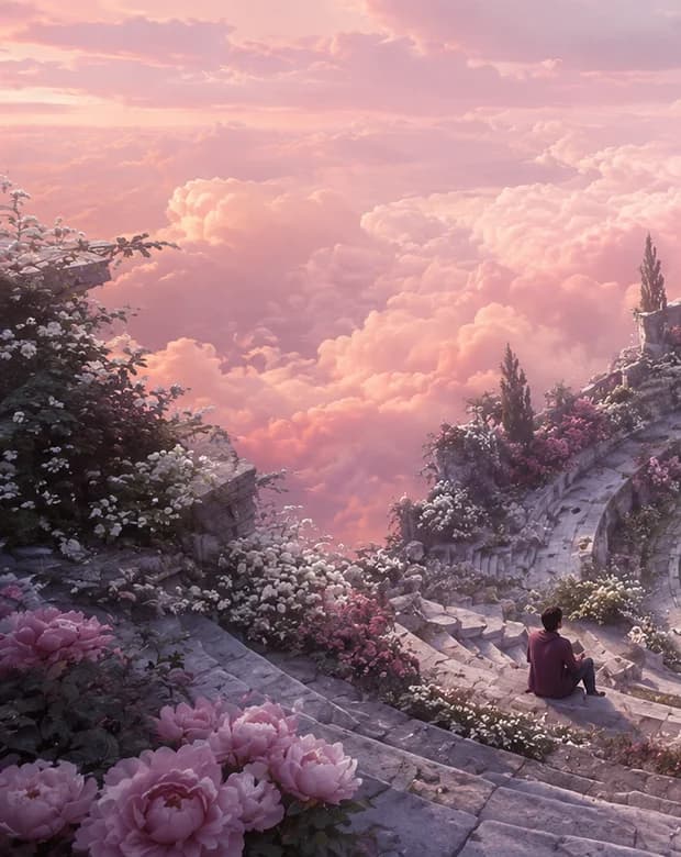 Dreamlike rose-colored cloud gardens